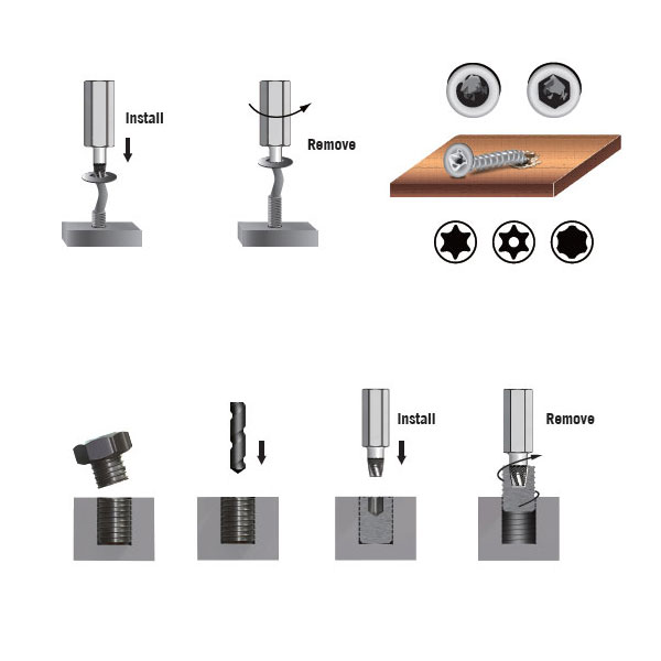 반대탭(톡스타입반대답부)8pcs 다용도스크류볼트추출기(반대탭)